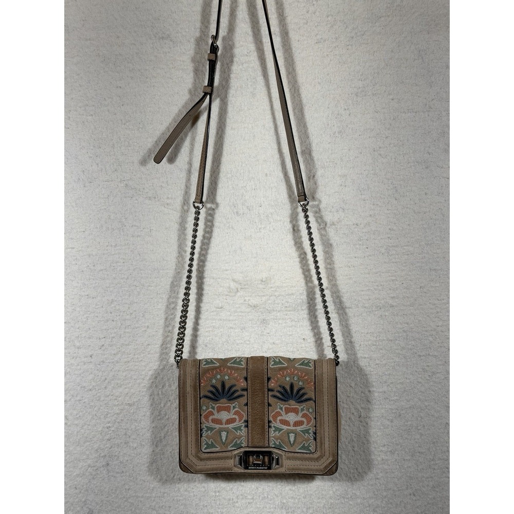 Rebecca Minkoff Small Love Crossbody Bag Floral Embroidered Boho Artisan Leather